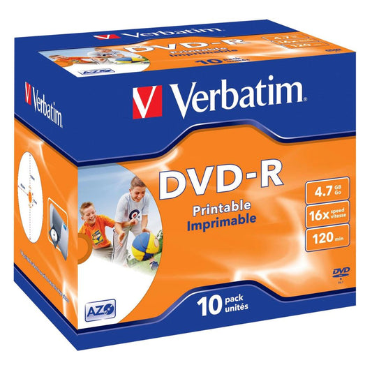 Verbatim DVD-R 4,7GB 16x Speed με Jewel Case και Εκτυπώσιμη Επιφάνεια