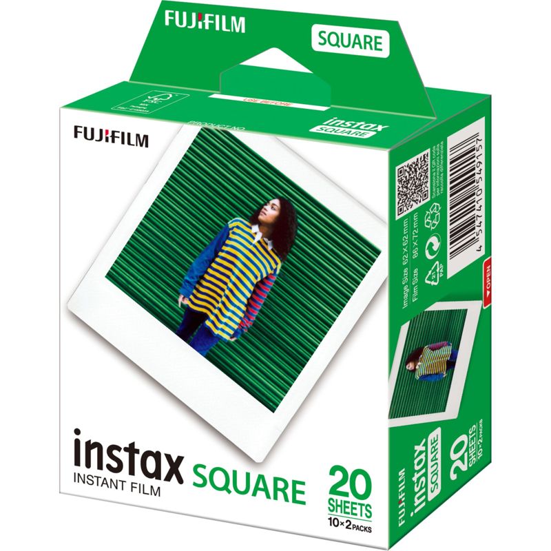 1x2 Fujifilm Instax Square Instant Film White Frame, New