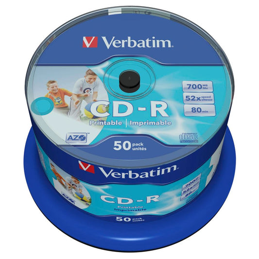 CD-R 80 Verbatim 1x50 Wide Printable 700MB 52x Speed
