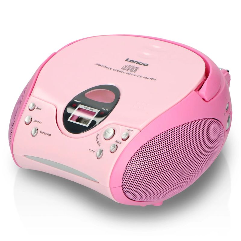 Lenco SCD-24 Pink CD Player with AM/FM Radio and USB Playback