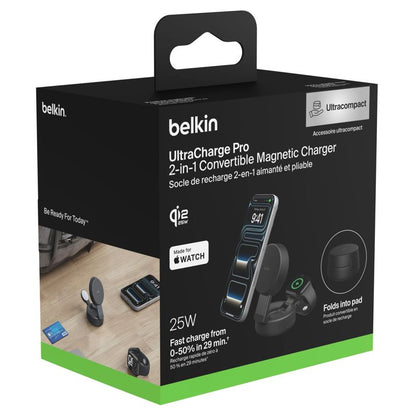 Belkin UltraCharge 25W Qi2 Magnetic 2-in-1 Charger in Dark Gray WIZ043kqCH