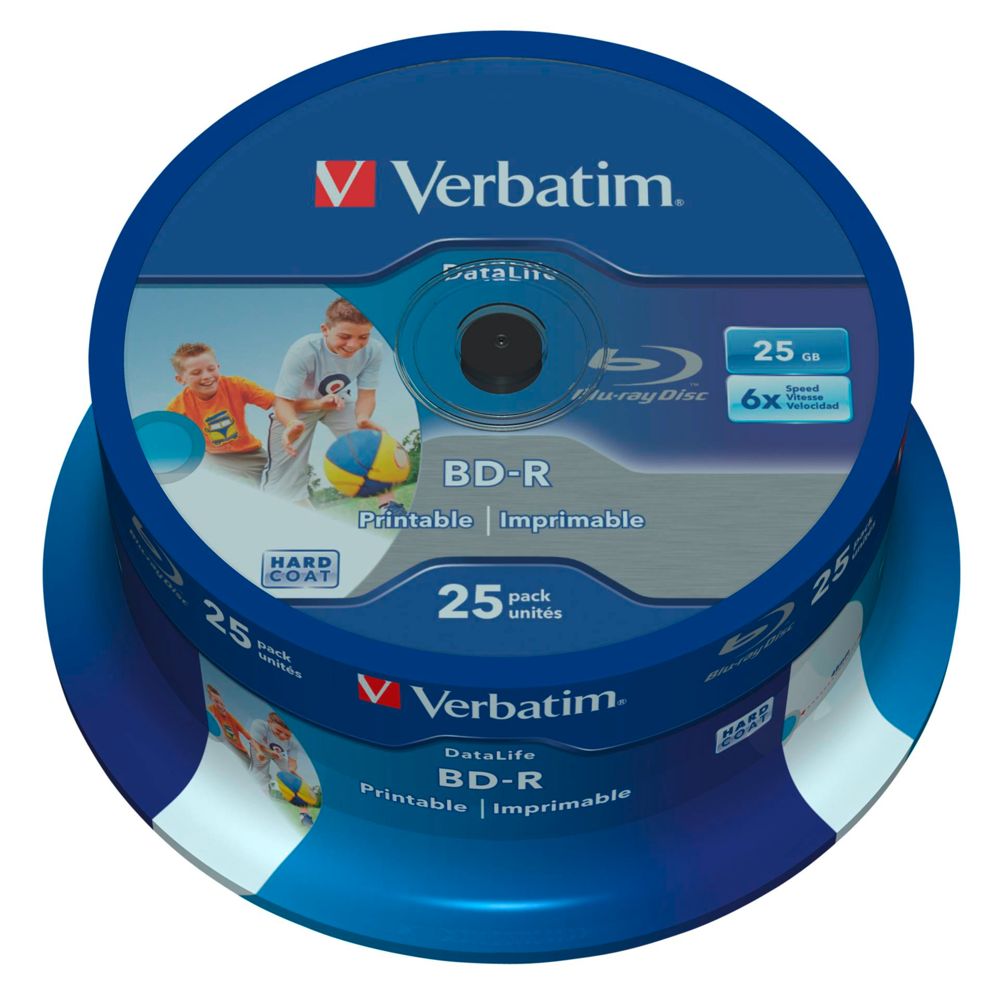 Verbatim BD-R Blu-Ray 25GB 6x Speed DL Wide Printable