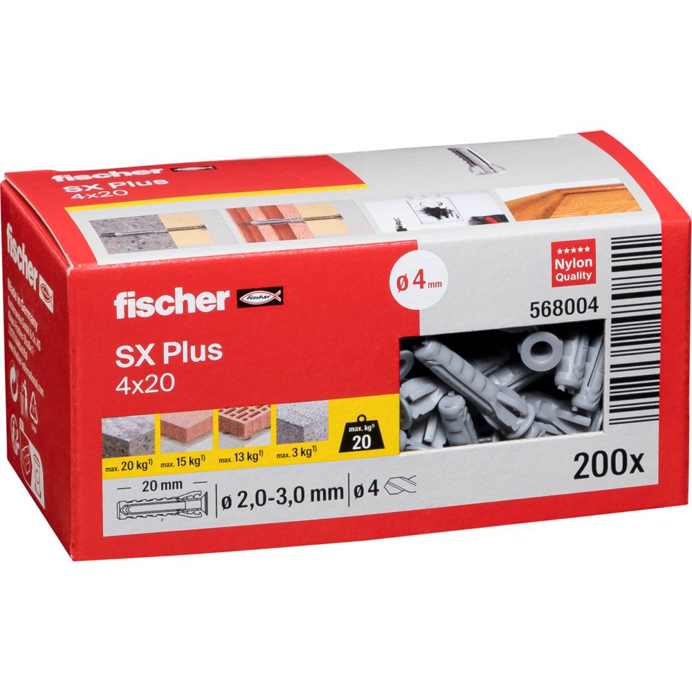 Fischer Plug SX 4x20 - 200 Τεμάχια
