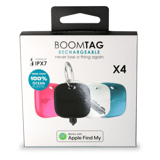 Boompods Boomtag Rechargeable 4 pcs - Black, Blue, White, Pink