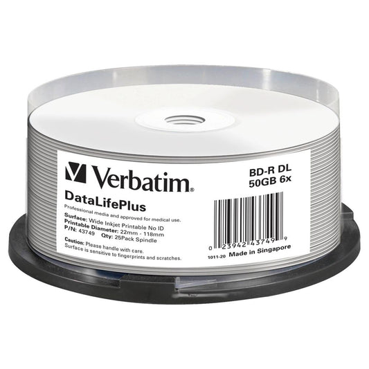 Verbatim BD-R Blu-Ray 50GB 6x Speed Printable Cakebox