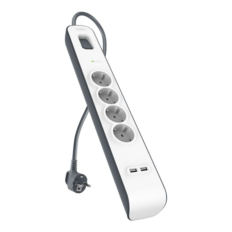 Belkin Surge Prot. Strip 4outlet 2xUSB-A, 2m Cabel  BSV401vf2M-V2