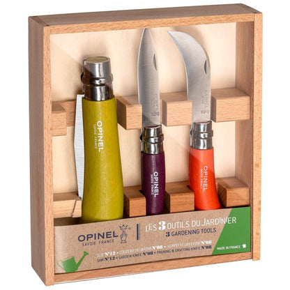 Opinel Colored Gardener Box with 3 Gardening Tools