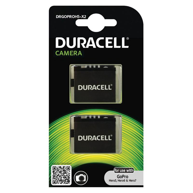 1x2 Duracell Li-Ion Batteries 1250mAh for GoPro Hero 5/Hero 6/Hero 7