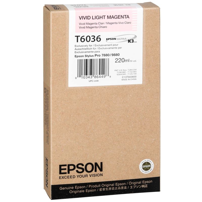 Epson ink cartridge vivid light magenta T 603  220 ml     T 6036
