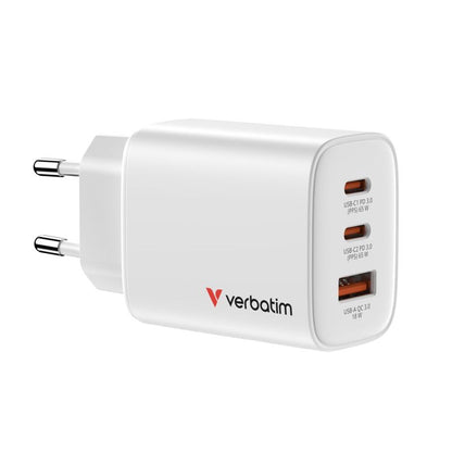 Verbatim Essentials GaN Charger 65W 2xUSB-C/1xUSB-A weiÃ   32353