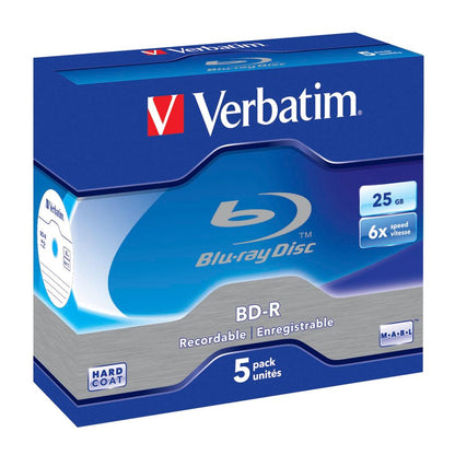 Verbatim BD-R Blu-Ray 25GB 6x Speed Jewel Case - 1x5 Pack