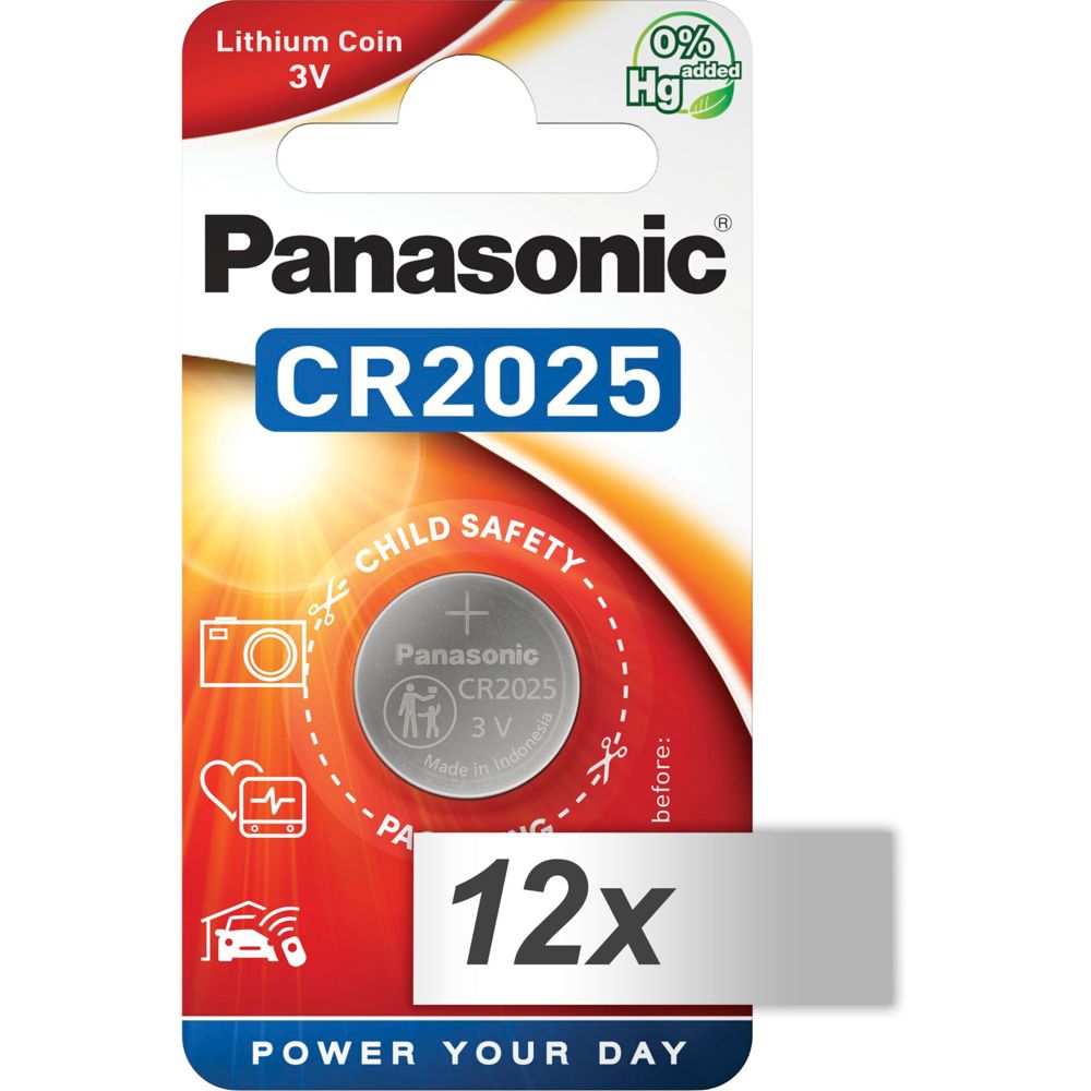 12x1 Panasonic CR 2025 Lithium Μπαταρίες