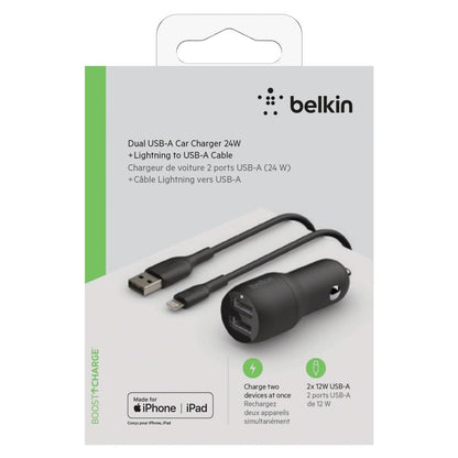 Φορτιστής Αυτοκινήτου Belkin USB-A 24W με Καλώδιο Lightning 1m