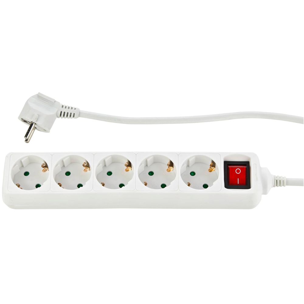 REV 5-Fold Socket Line 3.0m with Switch - White