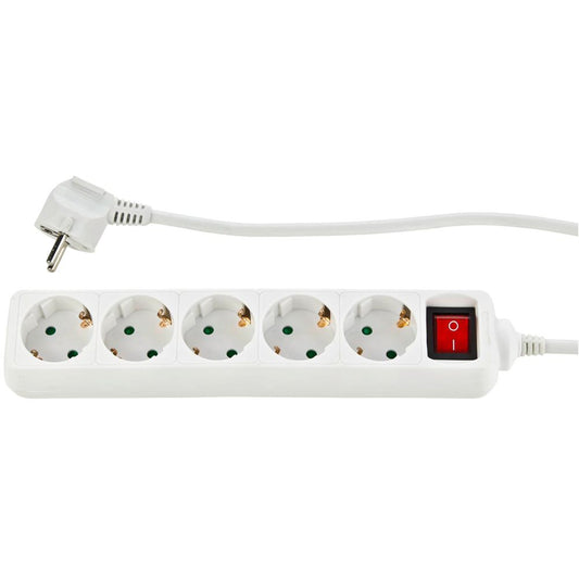 REV 5-Fold Socket Line 3.0m with Switch - White