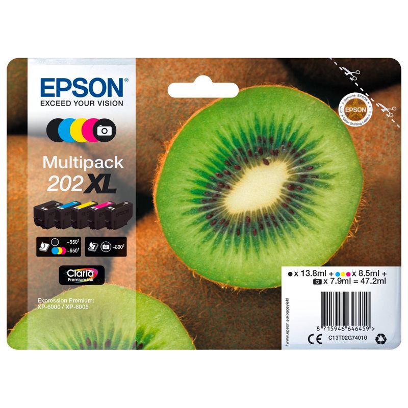Epson Multipack Claria Premium T202XL Ink Cartridges BK/PB/C/M/Y T02G7