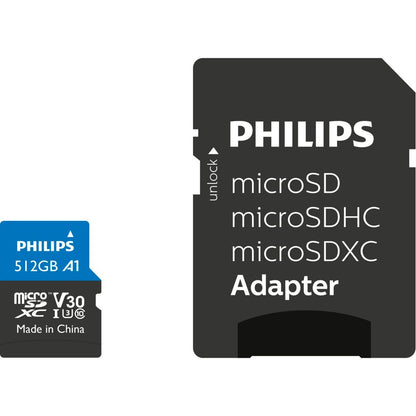 Philips MicroSDXC Κάρτα 512GB Class 10 UHS-I U3 με Προσαρμογέα