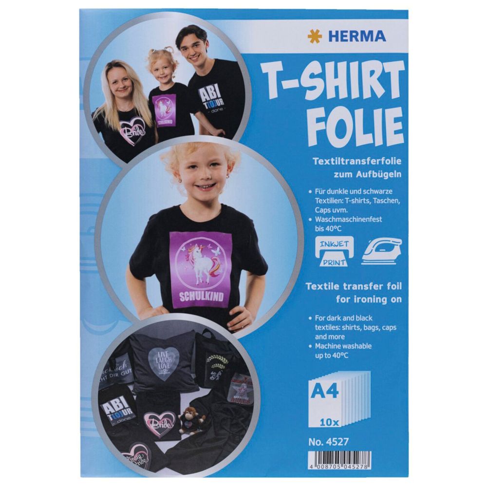 Herma Foil T-Shirt A4 για Σκοτεινά & Μαύρα Υφάσματα 10 Φύλλα