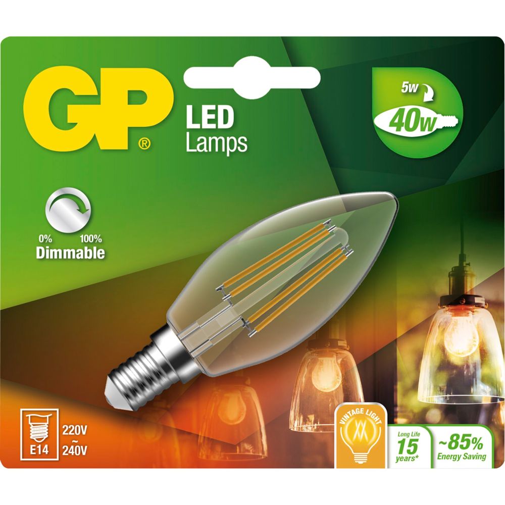 GP Lighting Φιλαμέντο Κερί E14 5W (40W) Dimmable 470 lm