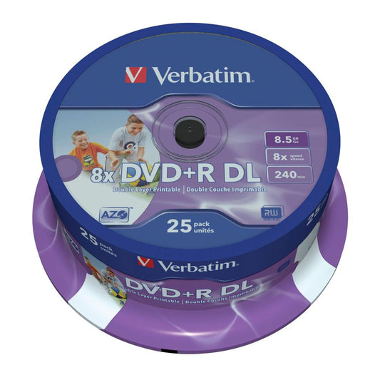 Verbatim DVD+R Double Layer 8x Speed 1x25 - Printable 8.5GB