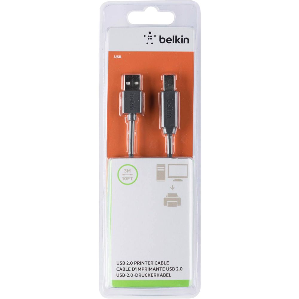 Belkin USB 2.0 Premium Καλώδιο Εκτυπωτή, USB-A/USB-B, 3m, Μαύρο