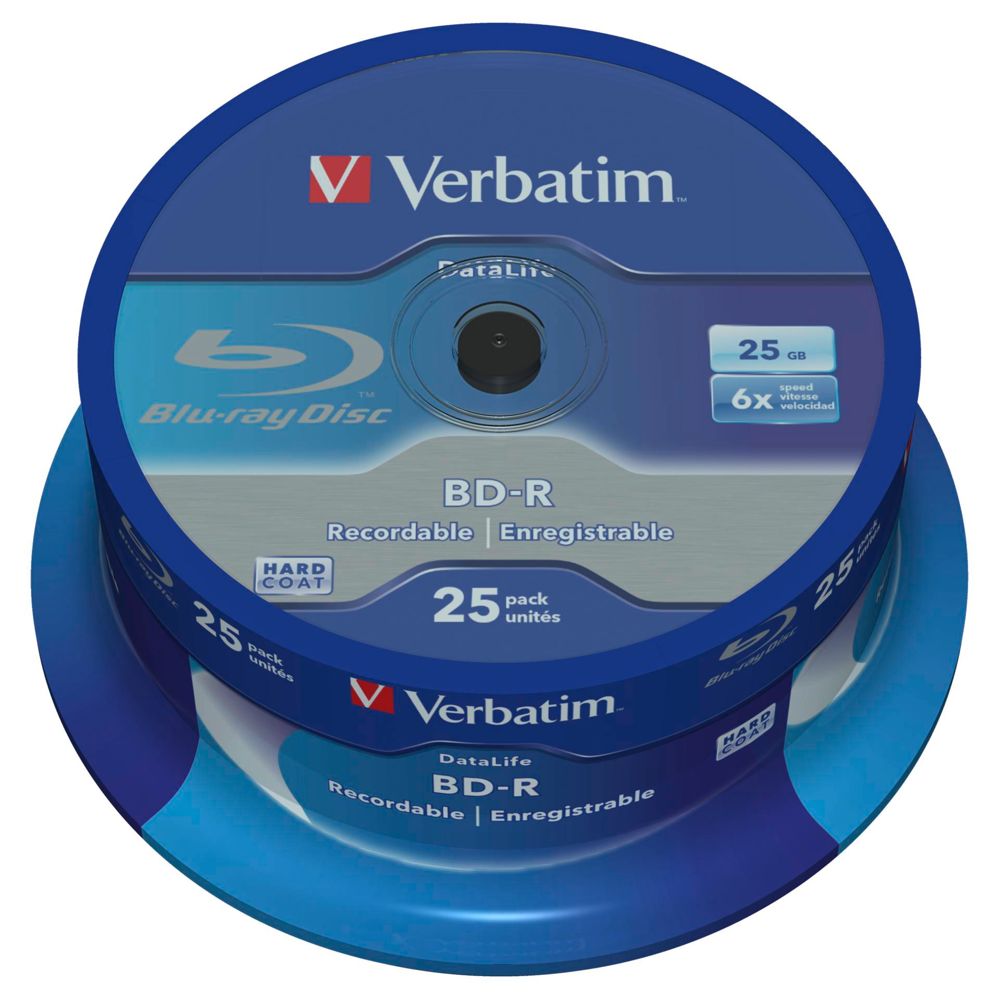 Verbatim BD-R Blu-Ray 25GB 6x Speed Datalife No-ID Cakebox