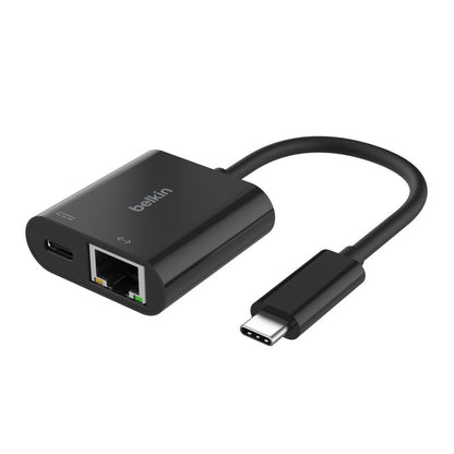 Belkin Connect USB-C to Ethernet Adapter with 100W Power Delivery, Black, Model INC019btBK