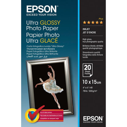 Epson Ultra Glossy Photo Paper 10x15cm - 20 Sheets