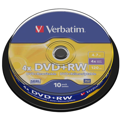 Verbatim DVD+RW 4,7GB 4x Speed Matte Silver Cakebox