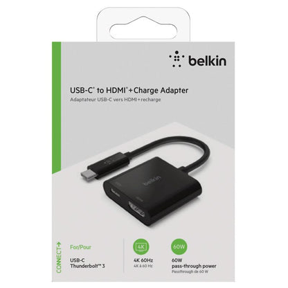 Belkin USB-C to HDMI Adapter 60W Power Delivery, Black AVC002btBK