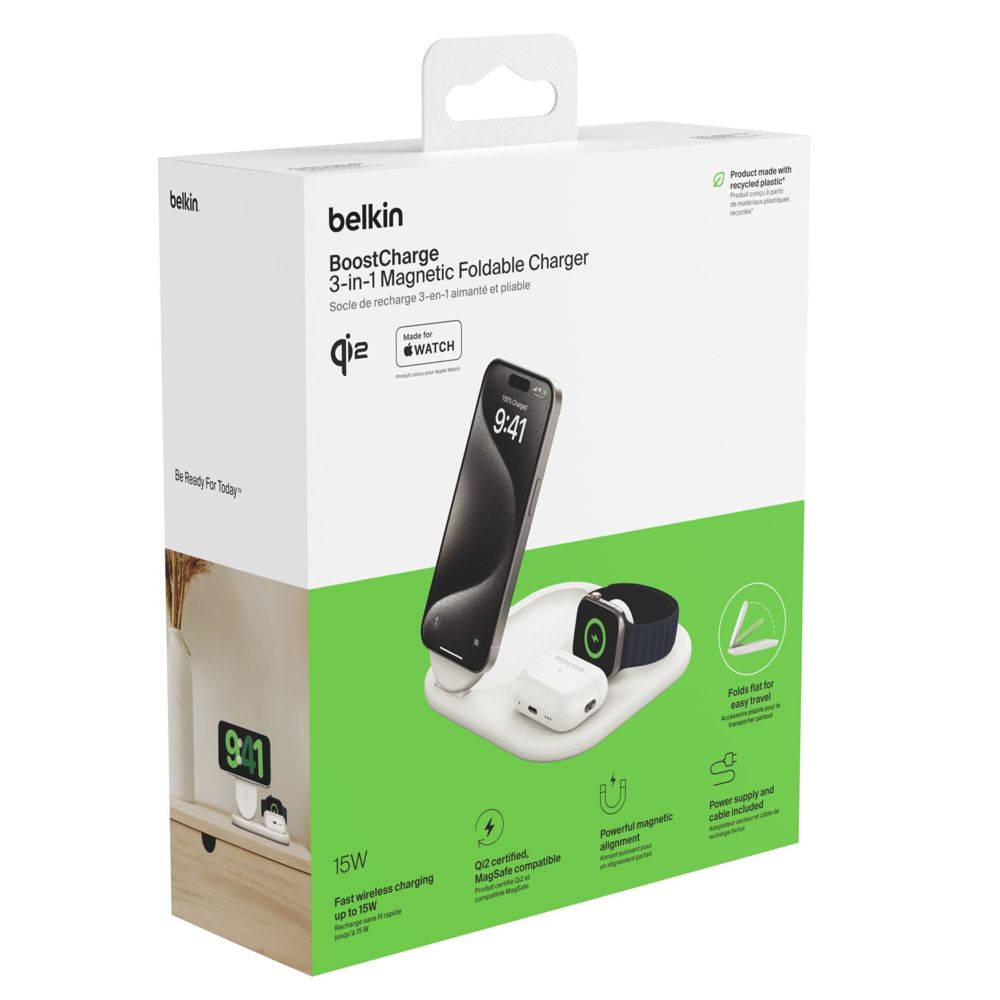 Belkin BOOST Charge 3in1 Qi2 15W Magn. Charge Stand