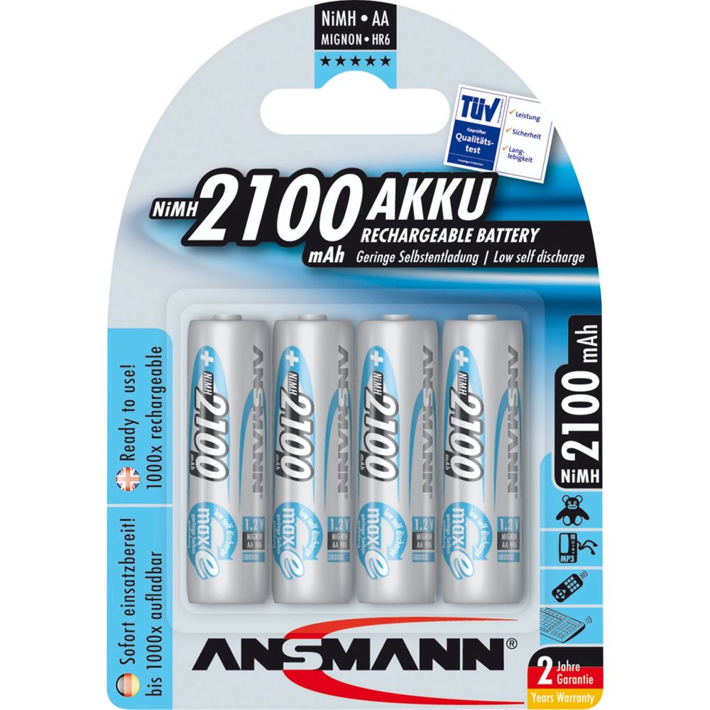 1x4 Ansmann maxE NiMH Rechargeable Batteries AA 2100 mAh
