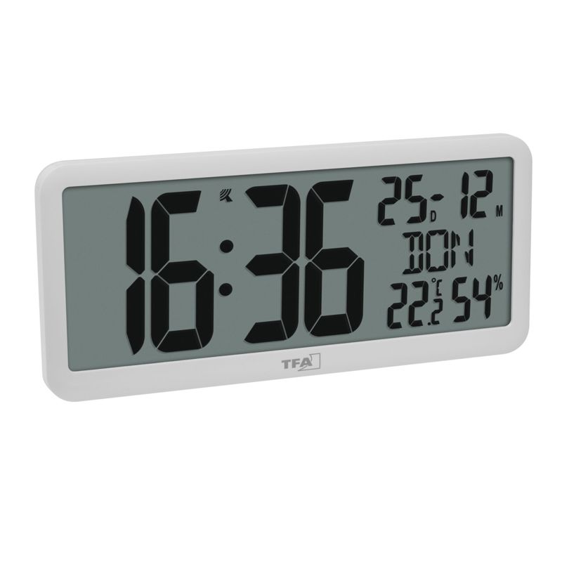 TFA 60.4525.02 White Digital Radio Clock with Room Climate Monitor
