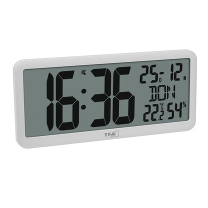 TFA 60.4525.02 White Digital Radio Clock with Room Climate Monitor