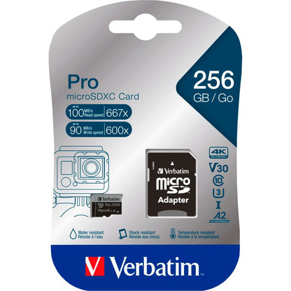 Verbatim microSDXC Pro 256GB Class 10 UHS-I με Αντάπτορα