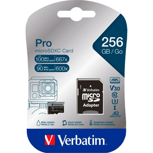 Verbatim microSDXC Pro 256GB Class 10 UHS-I με Αντάπτορα