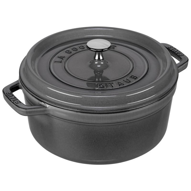 Staub Round Cocotte, 24 cm, Graphite Grey, Cast Iron