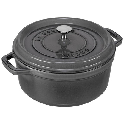 Staub Round Cocotte, 24 cm, Graphite Grey, Cast Iron