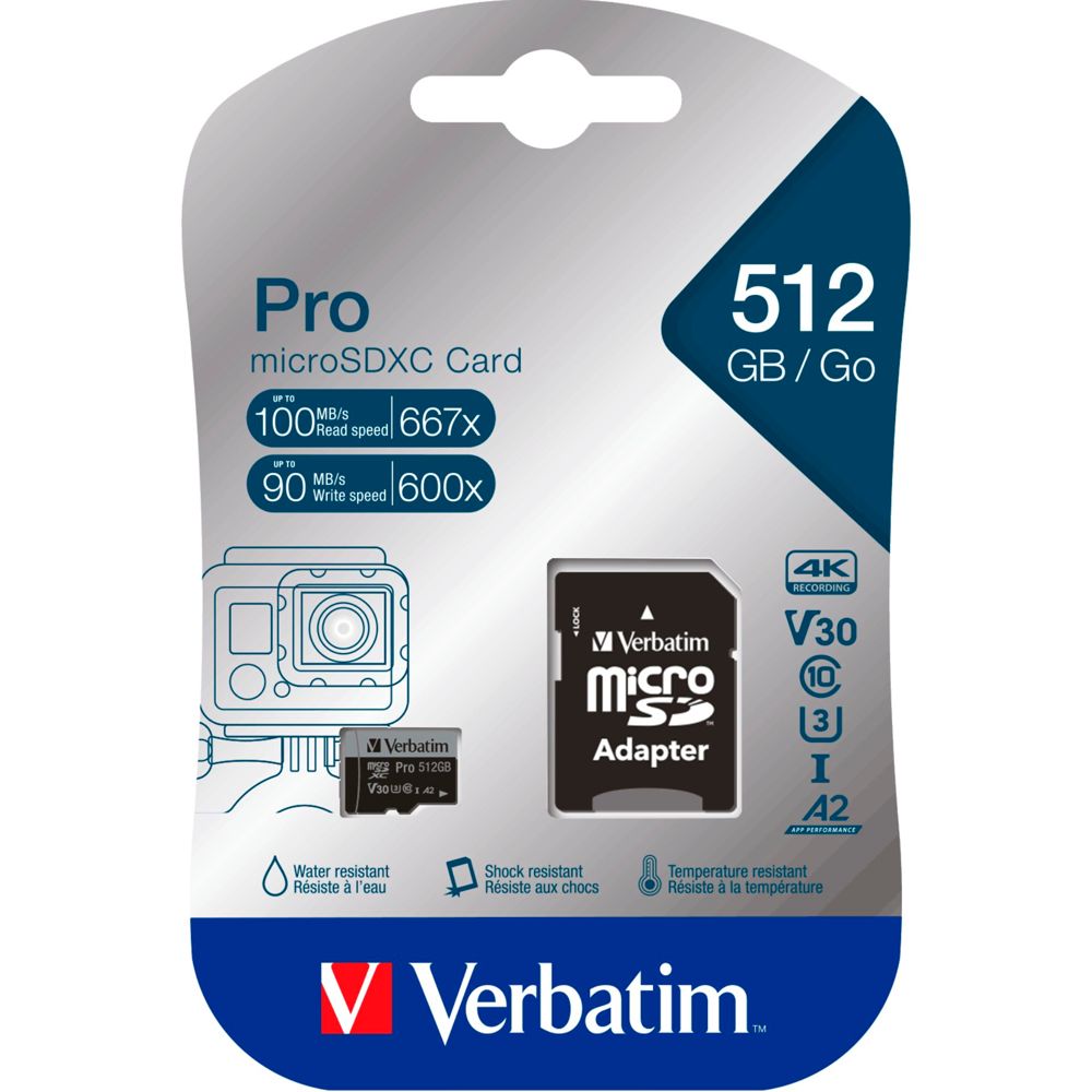 Verbatim microSDXC Pro 512GB Class 10 UHS-I με Αντάπτορα