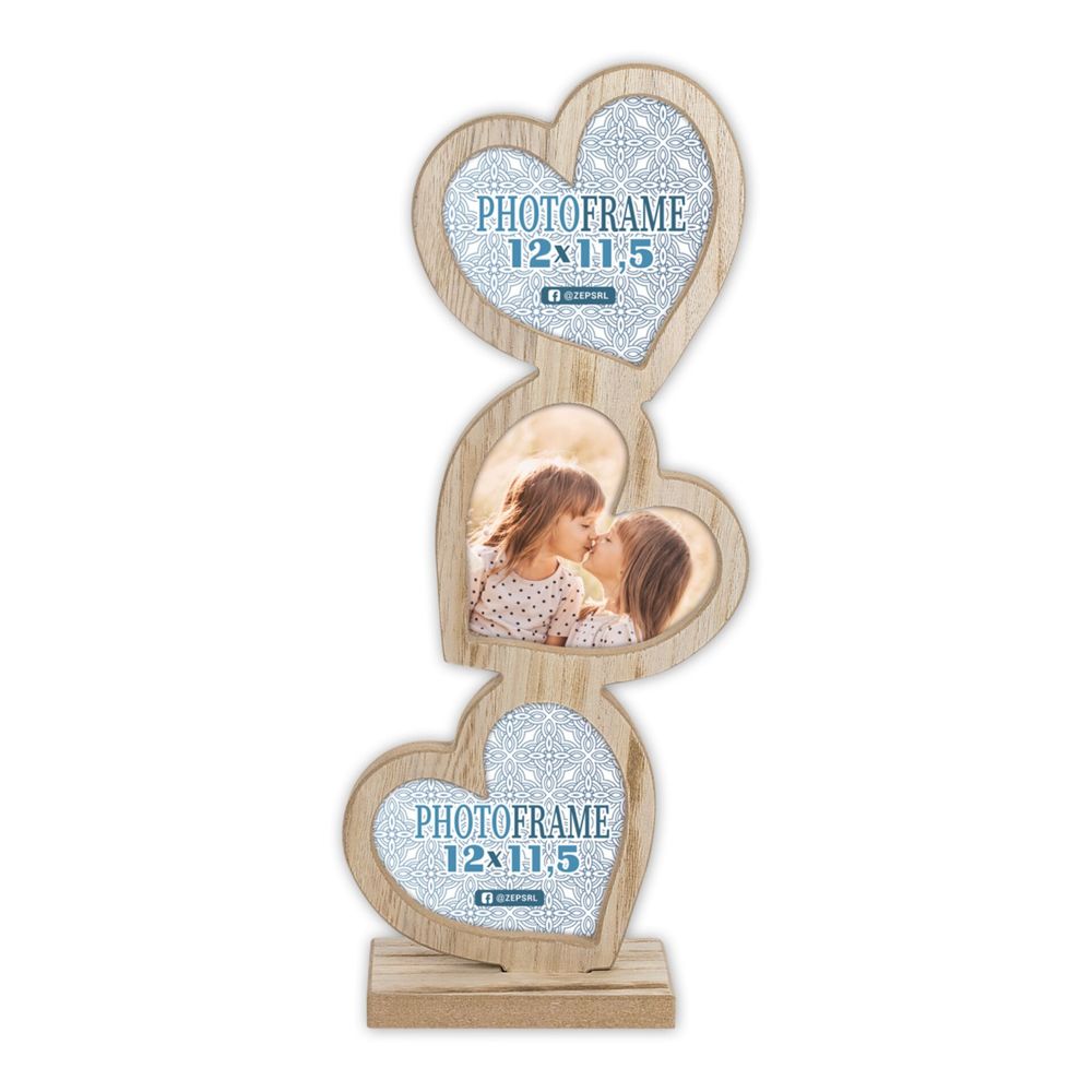 ZEP Frida 3x12x11,5 Ξύλινο Κάδρο με 3 Καρδιές RE333