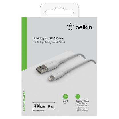 Καλώδιο Φόρτισης και Συγχρονισμού Belkin Lightning 2 μ., PVC, λευκό, πιστοποιημένο MFi