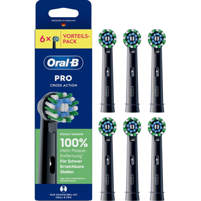 Oral-B Replacement Brush Heads Black Pro CrossAction 6-Count
