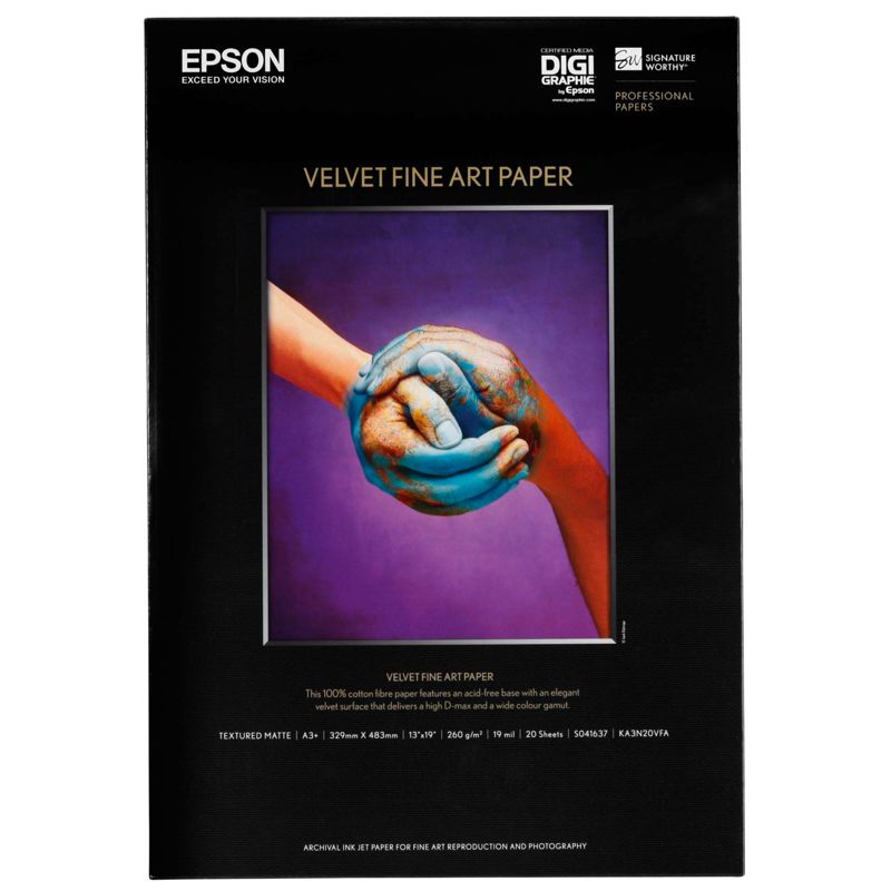 Epson Velvet Fine Art Paper A3+ 20 Sheets, 260 gsm S041637