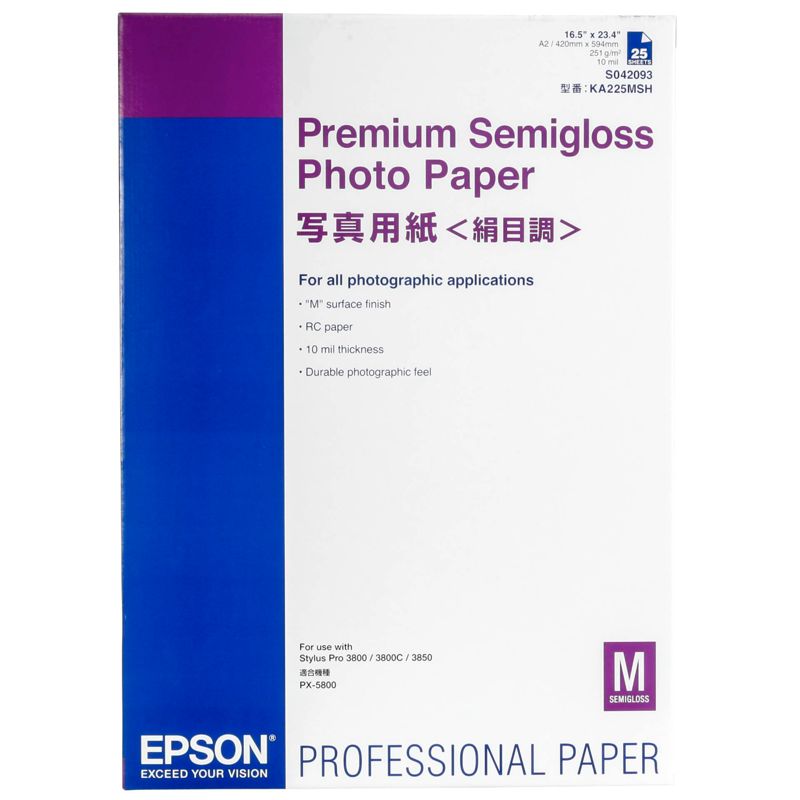 Epson Premium Φωτογραφικό Χαρτί Ημιγυαλιστερό A2, 25 φύλλα, 251γρ, S042093