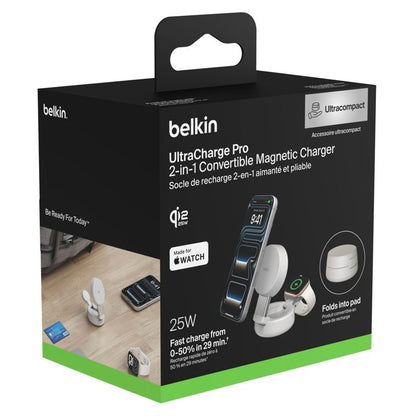 Belkin UltraCharge 25W Qi2 Magnetic 2-in-1 Wireless Charger Stand Sand WIZ043kqSD