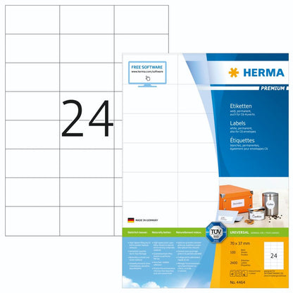 Herma Premium Ετικέτες 70x37mm - 2400 τεμάχια σε 100 φύλλα