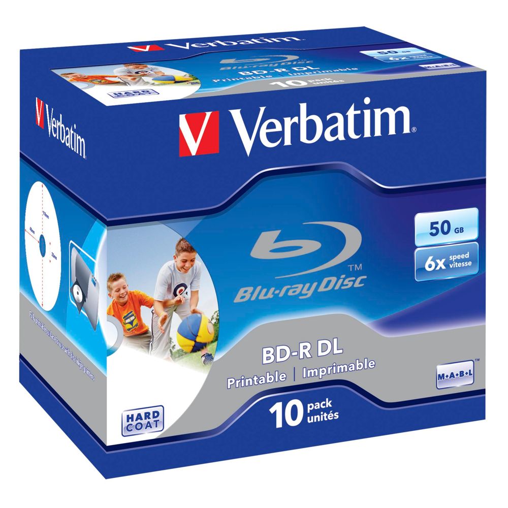 Verbatim BD-R Blu-Ray 50GB 6x Speed Printable Jewel Case