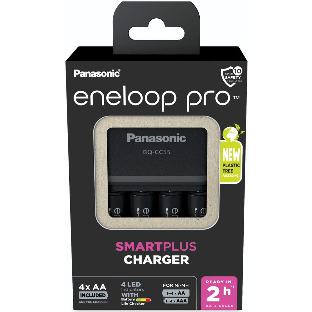Panasonic Eneloop Smart Plus Ch. BQ-CC55 με 4xAA Κ-KJ55HCD40E