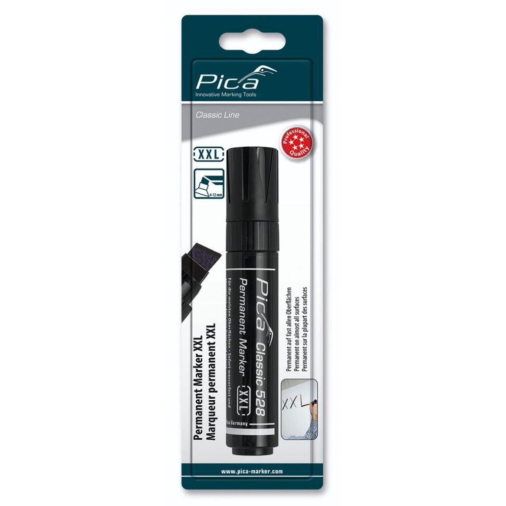 Pica Permanent Marker 4-12mm, Wedge Tip, Black