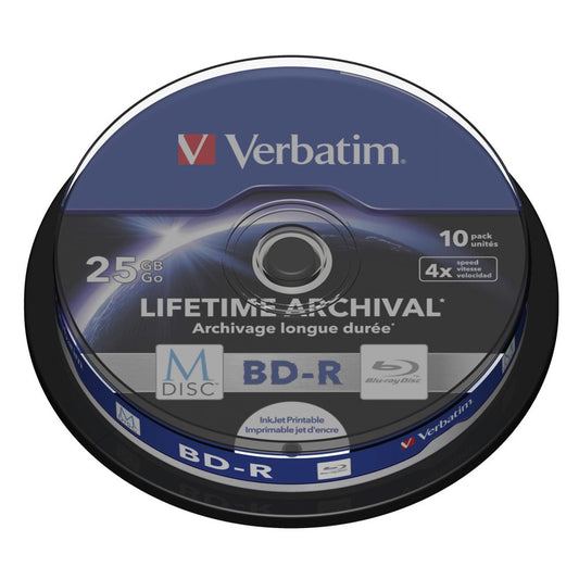 Verbatim M-Disc BD-R BluRay 25GB 4x Speed Cakebox